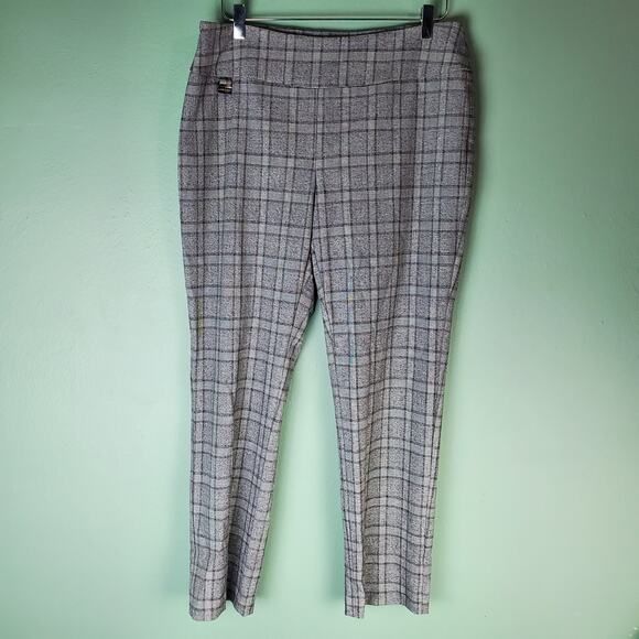 Lisette L Montreal Womens Gray Pull On Plaid Pants Size 10 - Picture 1 of 6